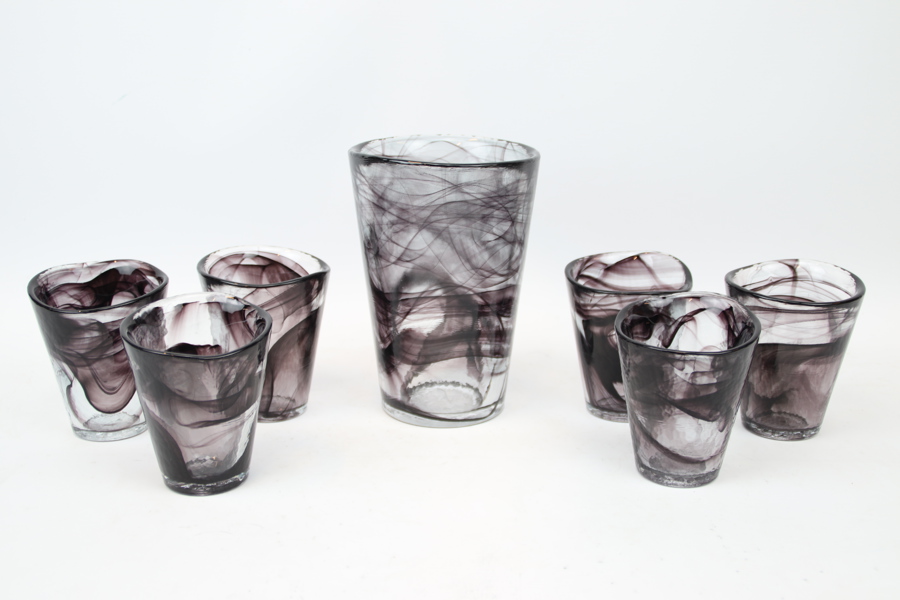 Ulrica Hydman Vallien, vas och glas, 7 delar, "Mine", Kosta Boda.