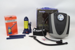 Hydraulisk domkraft, Biltema, samt elektrisk pump, Michelin.