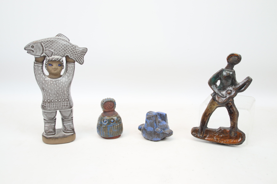 Figuriner, 4 st, keramik, Dorothy Clough och Lars Bergsten.