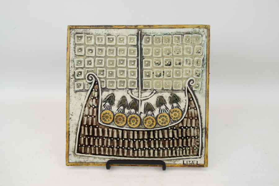 Lisa Larson, väggplakett, stengods, Gustavsberg, 1960/70-tal.