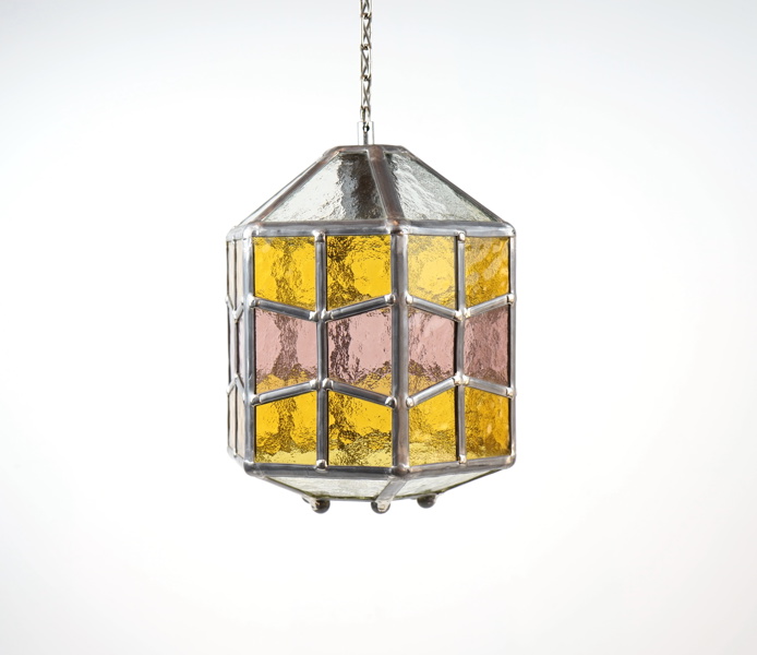 Taklampa, glas/metall.