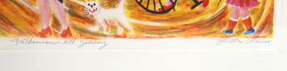 Gunilla Mann, ''Välkommen till Göteborg'', litografi nr 127/290, signerad.