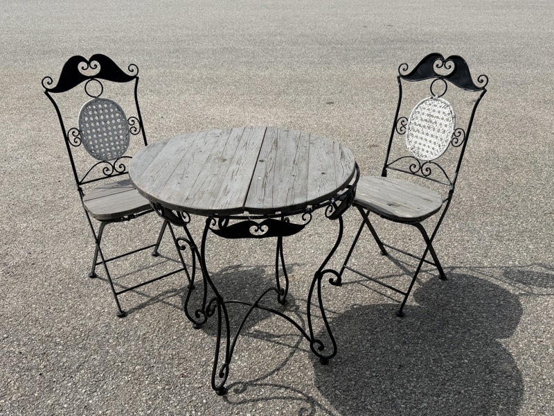 Cafégrupp, 3 delar, metall/trä,