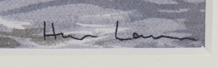Hans Larsson, tryck, signerad i trycket.