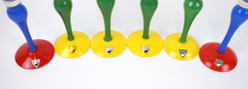 Anne Nilsson, snapsglas, 6 st, ''Clown'', Orrefors, signerade.