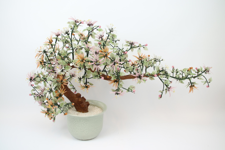 Bonsaiträd med glasblommor, Kina, 1900-tal.