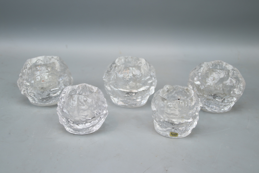 Ann Wolff, ljuslyktor, 5 st, glas, ''Snöboll'', Kosta Boda.