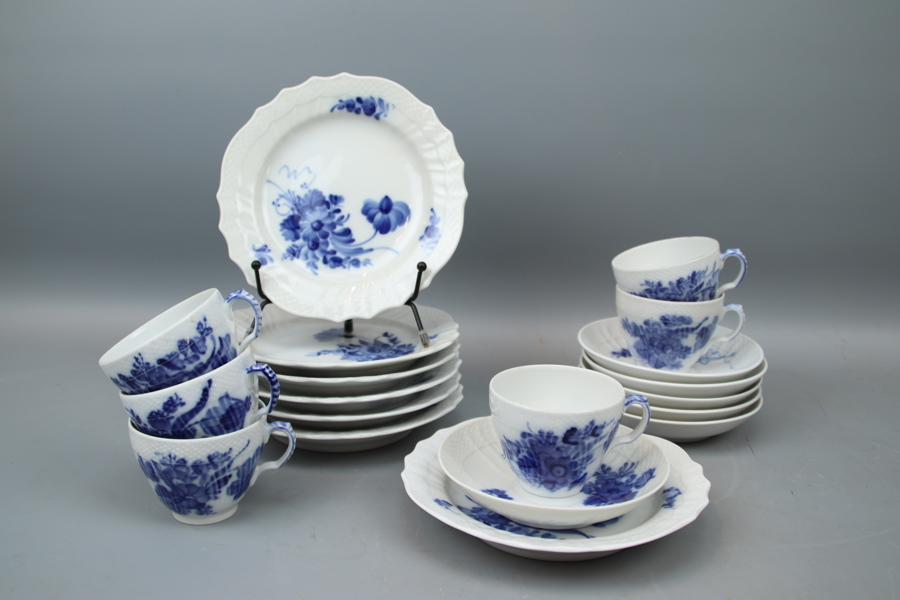 Kaffeservis, 12 delar, porslin, Blå Blomst, Royal Copenhagen.