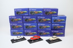 Modellbilar, 15 st, Volvo Collection, Atlas Edition, samt hylla och broschyrer.