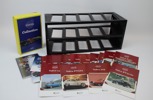 Modellbilar, 15 st, Volvo Collection, Atlas Edition, samt hylla och broschyrer.