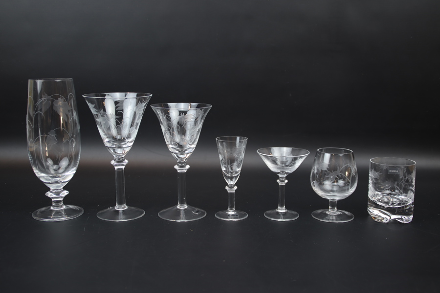 Glasservis, 79 delar, ''Blåklocka'', Duka.