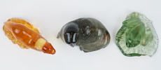 Skulpturer, 3 st, glas, Paul Hoff och Olle Alberius, Kosta, WFF.