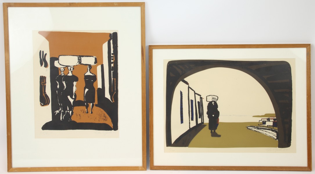 Eric Elfvén, litografier, 2 st, numrerade, signerade, 1962/64.