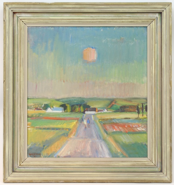 Gerhard Wihlborg, "Högsommarkväll, Löderup", olja på duk, signerad, 1941.