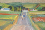 Gerhard Wihlborg, "Högsommarkväll, Löderup", olja på duk, signerad, 1941.