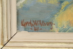 Gerhard Wihlborg, "Högsommarkväll, Löderup", olja på duk, signerad, 1941.