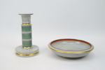 Ljusstake och skål, porslin, Royal Copenhagen.