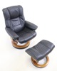 Snurrfåtölj med fotpall, justerbar, skinn/trä, "Stressless", Ekornes, Norge.