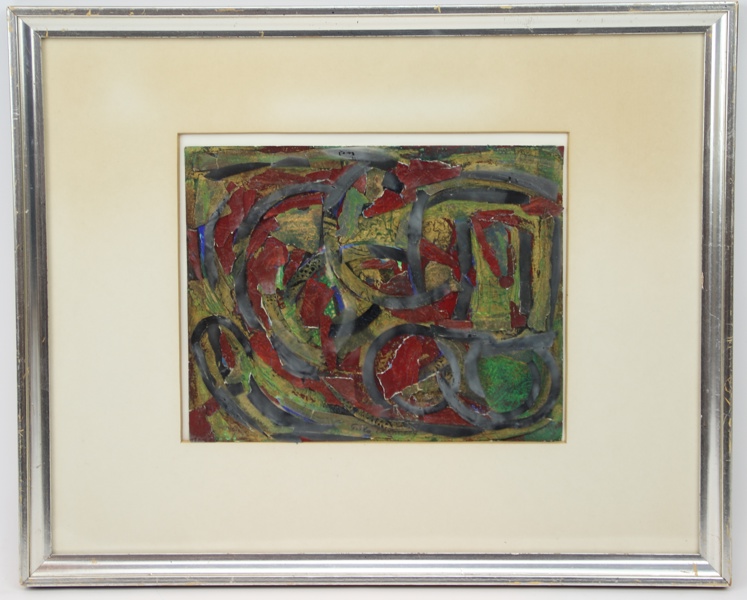 Greta Ehrnberg, "Sagokarossen", collage och blandteknik, signerad, 1966.