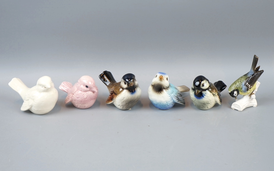 Figuriner, 6 st, fåglar, porslin, Goebel.