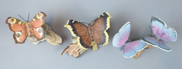 Figuriner, 3 st, fjärilar, porslin, Goebel.