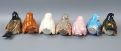 Figuriner, 7 st, fåglar, porslin, Goebel.