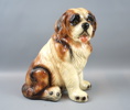 Figurin, keramik, Sankt bernardshund.