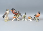 Figuriner, 5 st, fåglar, porslin, Goebel.