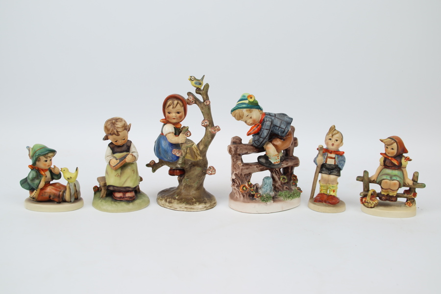 Figuriner, 6 st porslin, bl.a. Goebel.