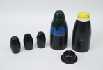 Träfigurer/sparbössor, "Tornafamiljen", 5 delar, Torna Bara & Harjagers Härads Sparbank.
