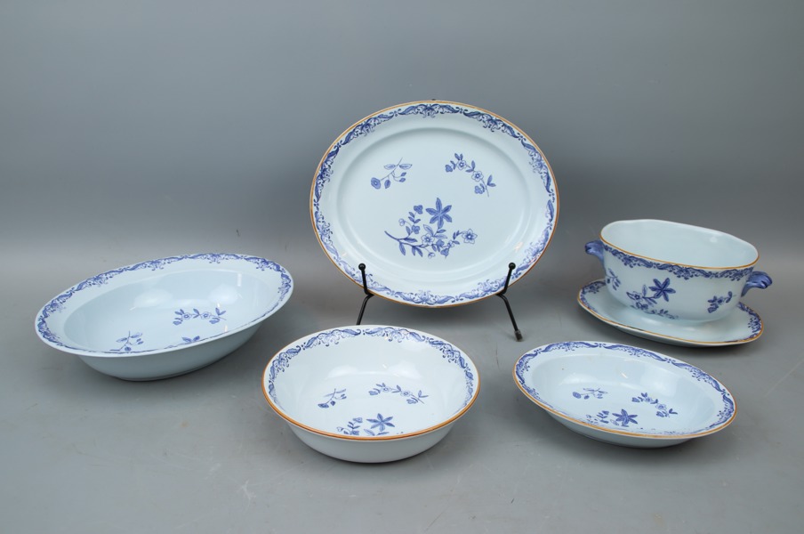 Servisdelar, 5 st, porslin, Ostindia, Rörstrand.