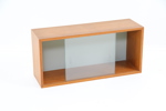 Skåp med skjutdörrar, teak/glas.