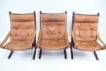 Ingmar Relling, fåtöljer, 3 st, skinn/trä, "Siesta", Westnofa Furniture.