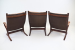 Ingmar Relling, fåtöljer, 3 st, skinn/trä, "Siesta", Westnofa Furniture.