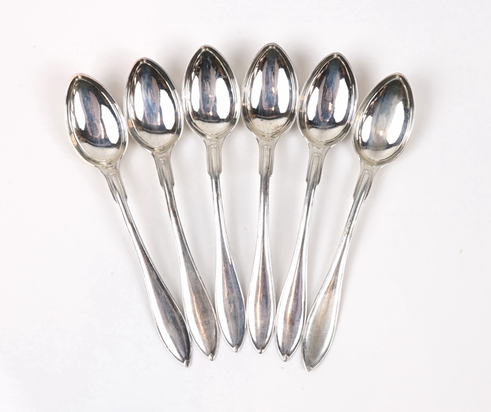 Kaffeskedar, 6 st, silver, ''Svensk spets''