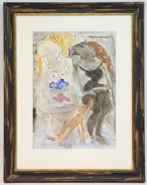 Arne Fälth, blandteknik på papper, signerad, oktober 1991.