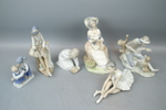 Figruiner, 6 st, porslin, bl.a Lladro och Tengra.