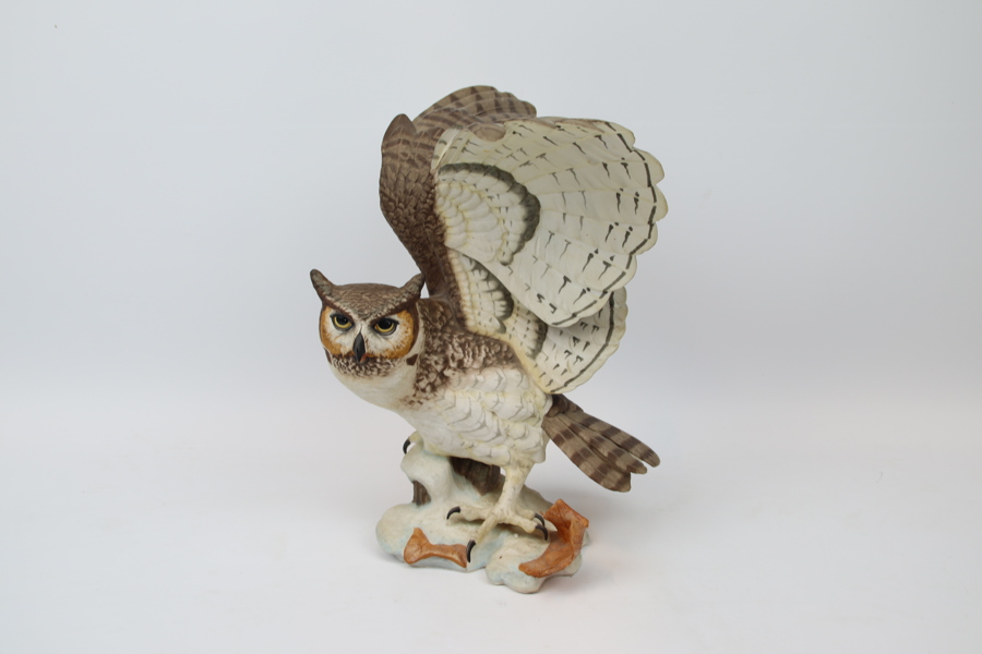 Figurin, porslin, "The Great Horned Owl", Franklin Mint, 1988.