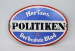 Skylt, "Politkien", emaljerad.
