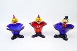 Figuriner/skålar, clowner, 3 st, glas, RBA Olofström.