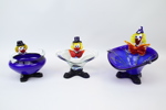 Figuriner/skålar, clowner, 3 st, glas, RBA Olofström.