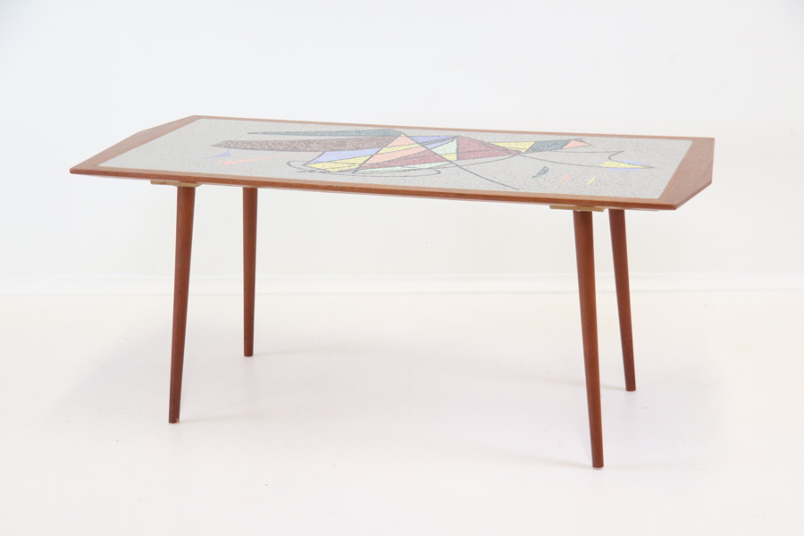 Soffbord, mosaik/teak.
