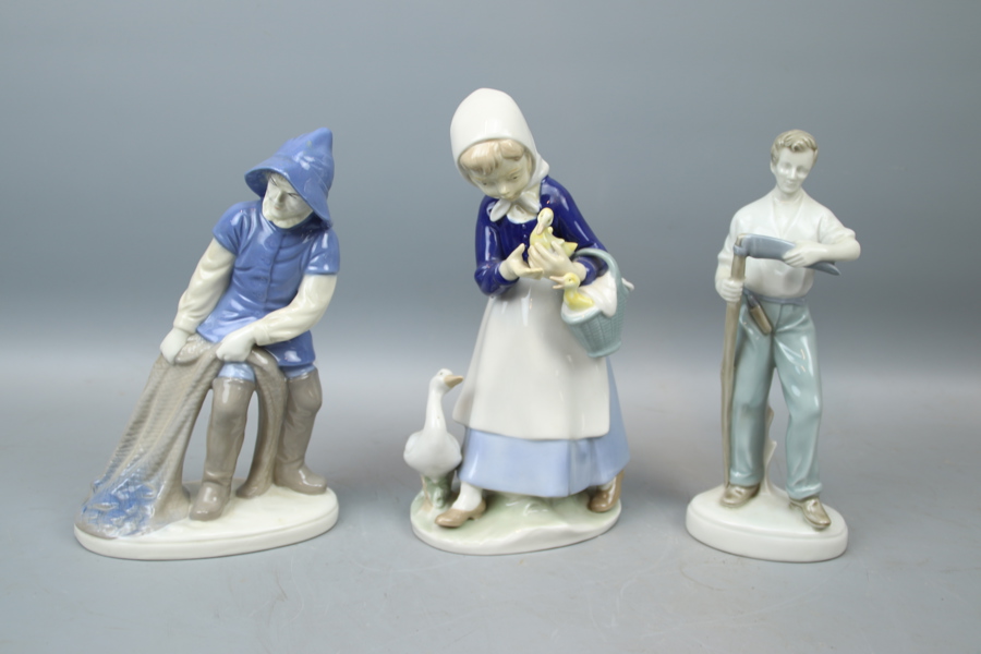 Figuriner, 3 st, porslin, GDR.
