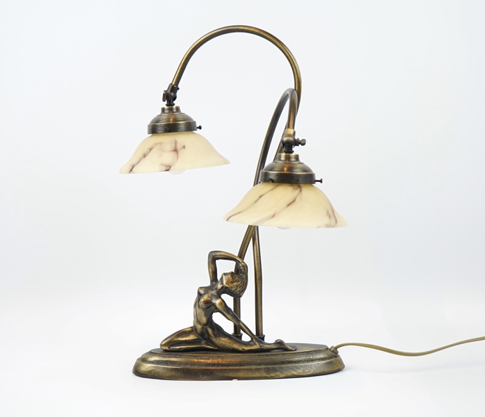 Bordslampa, glas/mässing, samtida, Lyktan.