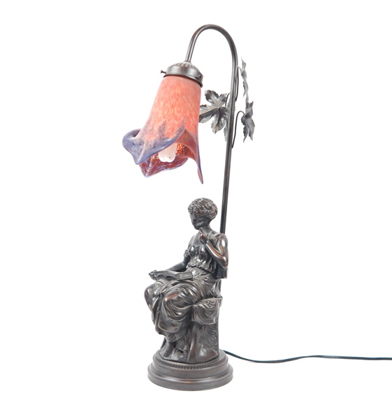 Bordslampa, glas/konstmassa, samtida.