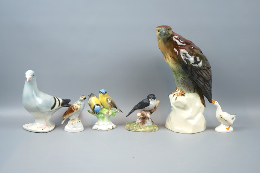 Figuriner, fåglar, 6 st, keramik. 