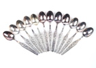 Kaffeskedar, 12 st, silver 830, ''Rosenranka''.