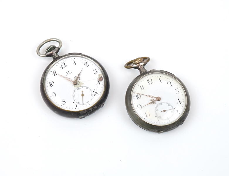 Fickur, 2 st, silver 800, bl.a Omega.