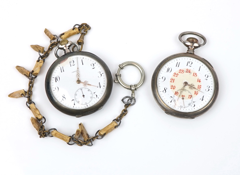 Fickur, 2 st, silver 800, bl.a Omega.