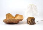Vrilskål och bordslampa, trä, bl.a Söwe-Konst.